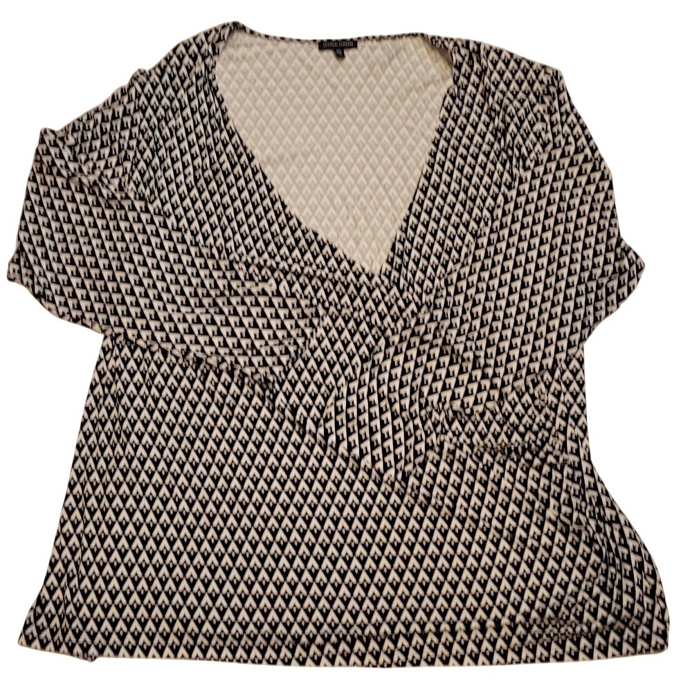 Universal Standard Black and White Jersey Knit Surplice Blouse US Size 2XL 30-32